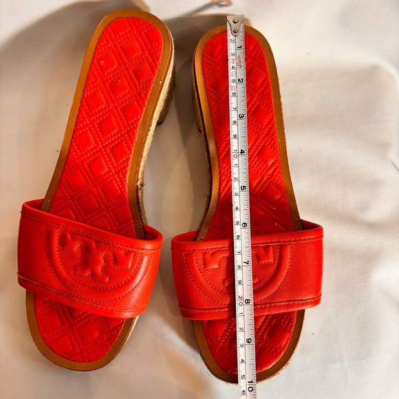 TORY BURCH Sz 9 Orange Espadrille Slides Slip On With a Block Heel - Picture 6 of 12